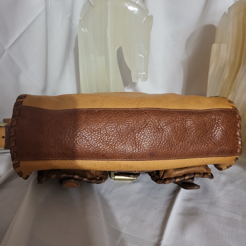 Mulberry Brown and Tan Leather Whipstitch Satchel - Picture 3 of 7